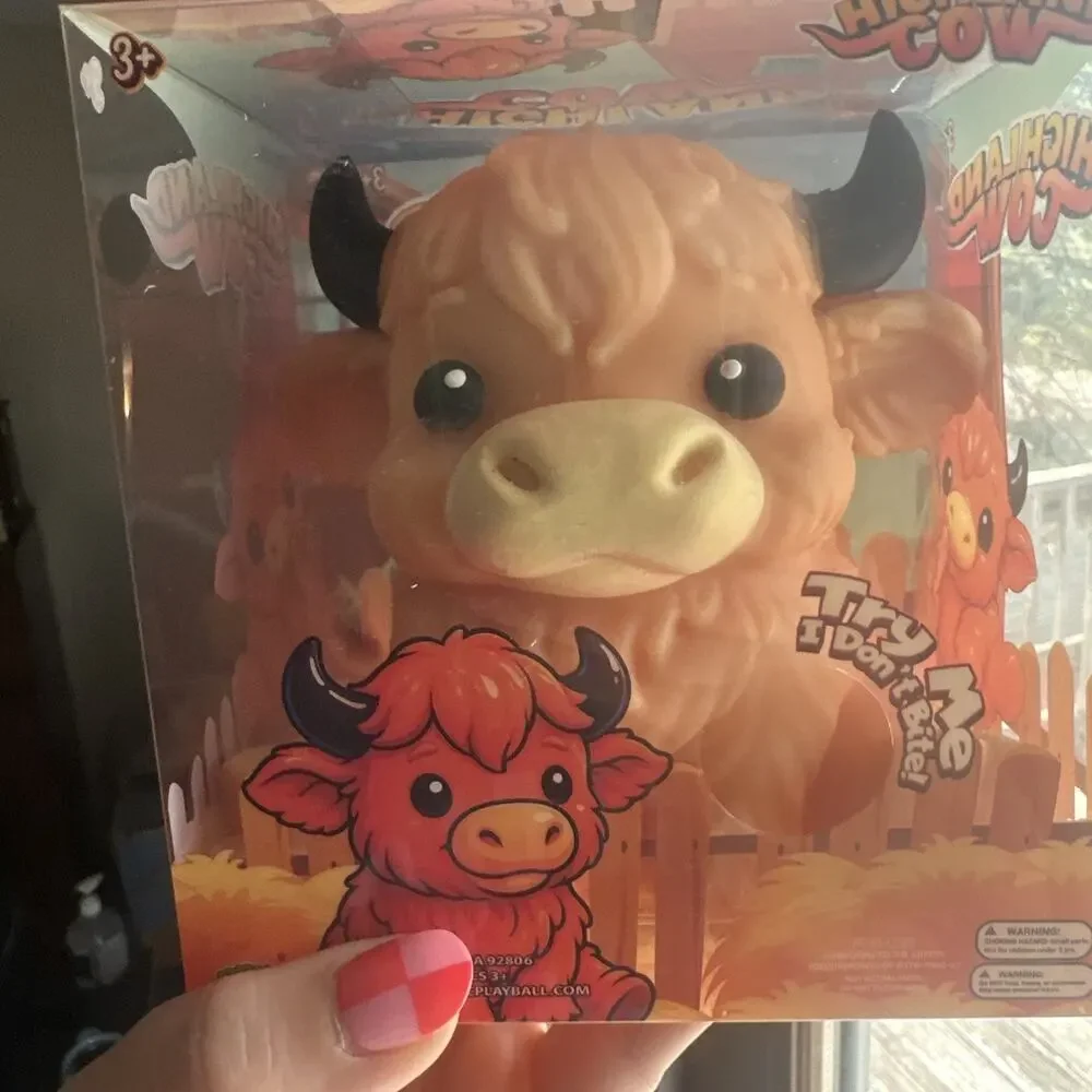 Highland Cow Squishy Toy Animal Stress Relief Sensory Viral Squishy NEW Lt Brown